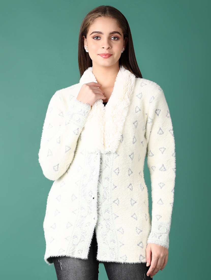 women self design long sleeve cardigan