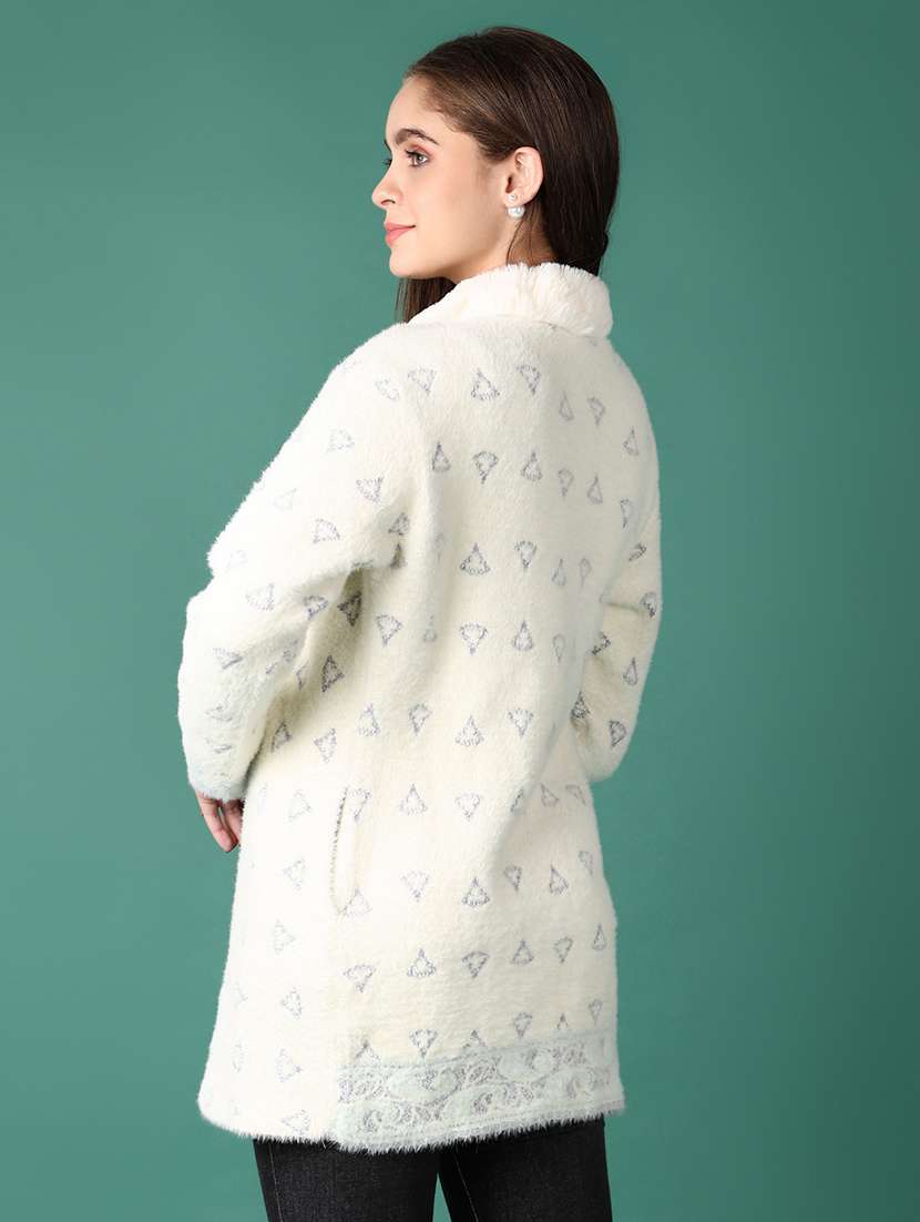 women self design long sleeve cardigan - 21575598 -  Standard Image - 3