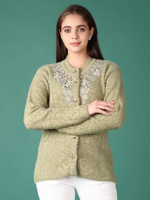 women self design long sleeve cardigan - 21575599 -  Standard Image - 0