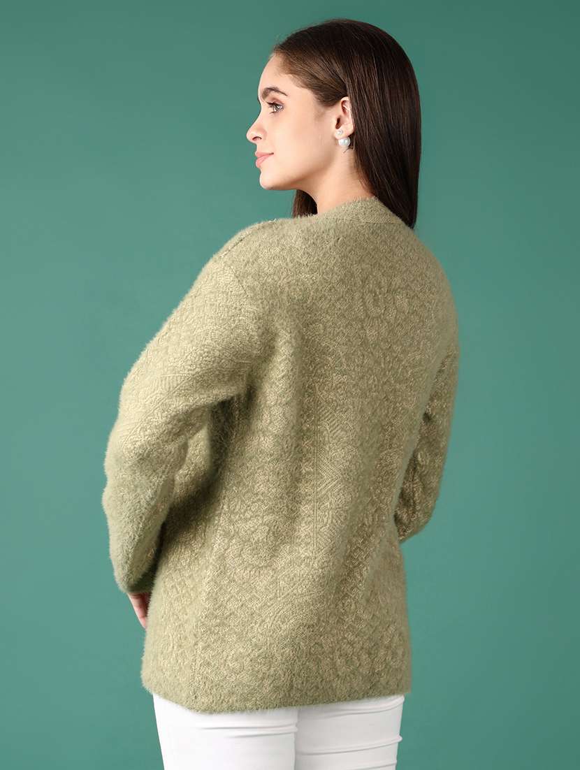 women self design long sleeve cardigan - 21575599 -  Standard Image - 3