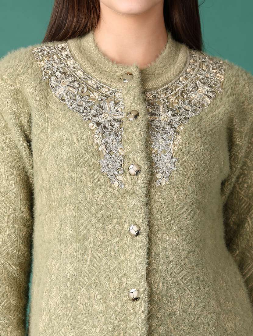 women self design long sleeve cardigan - 21575599 -  Standard Image - 5