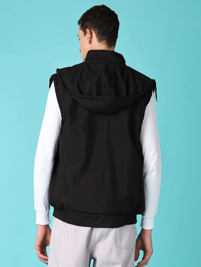 men solid sleeveless bomber jacket - 21575603 -  Standard Image - 3