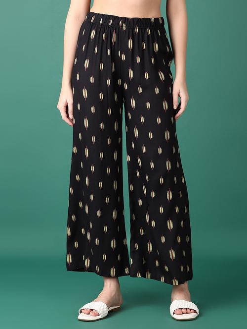 women black ikat printed palazzo - 21575607 - Standard Image - 0