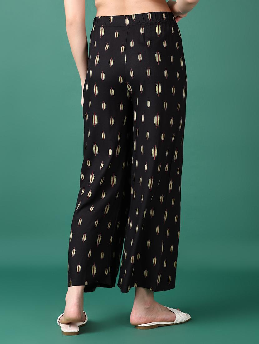 women black ikat printed palazzo - 21575607 - Standard Image - 3