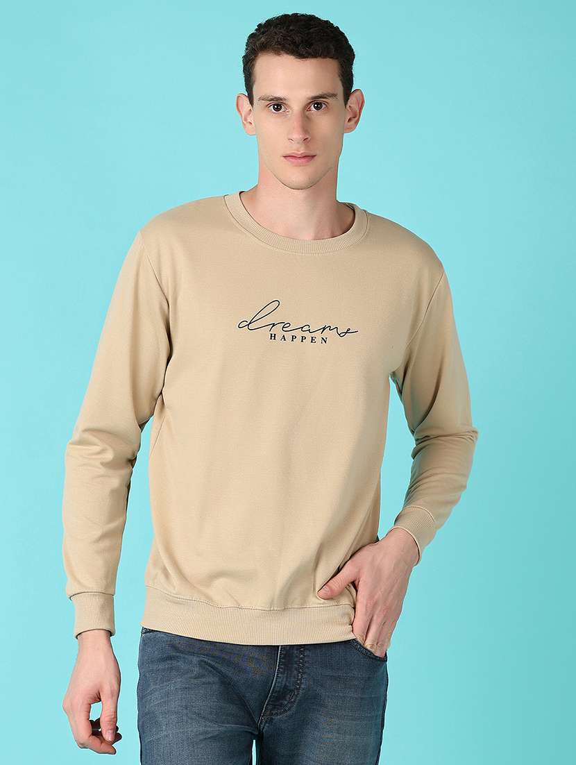 men chest print round neck sweatshirt