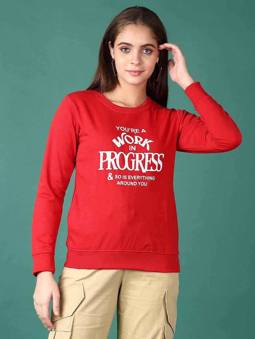 women front print long sleeve sweatshirt