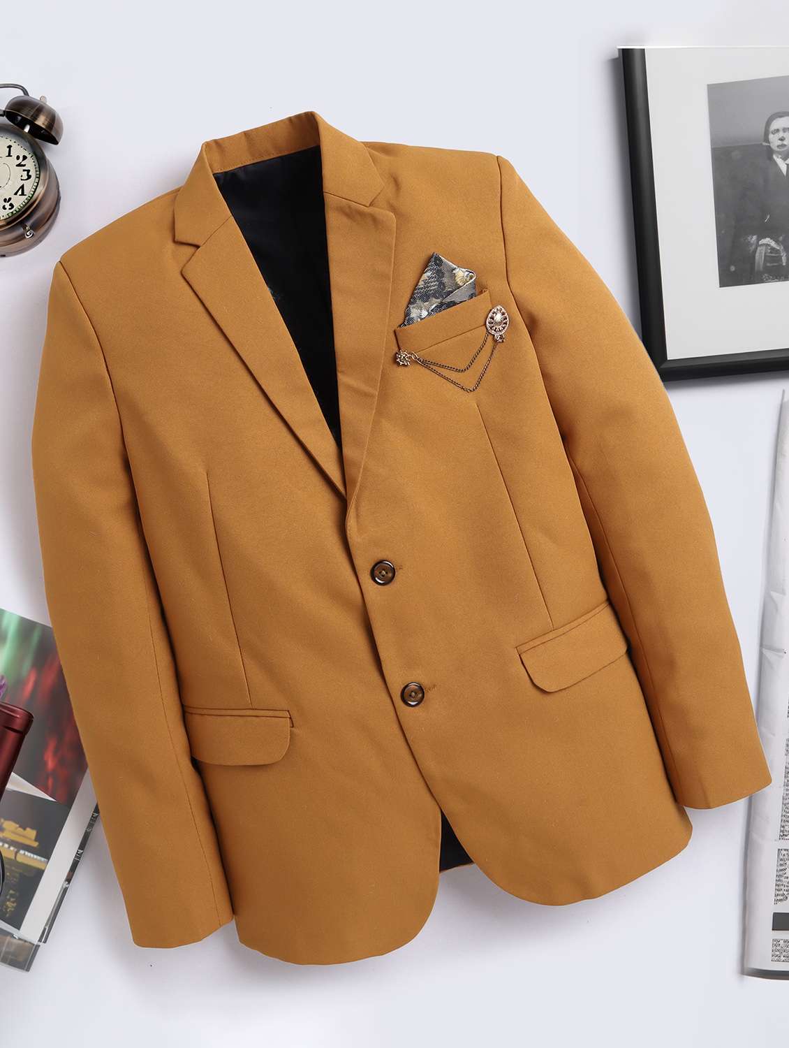 men solid single breasted casual blazer