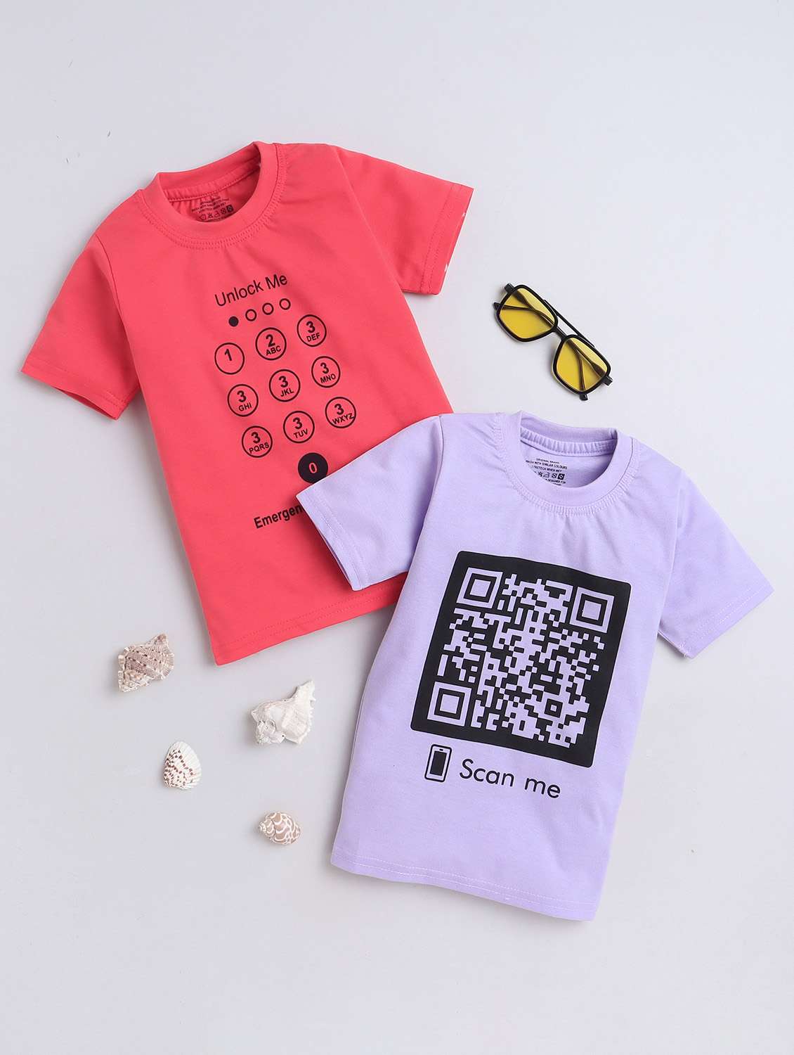 boys pack of 2 round neck printed t-shirt