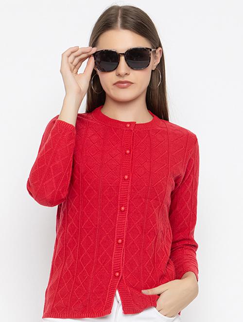 women self design long sleeves cardigan - 21575884 -  Standard Image - 0