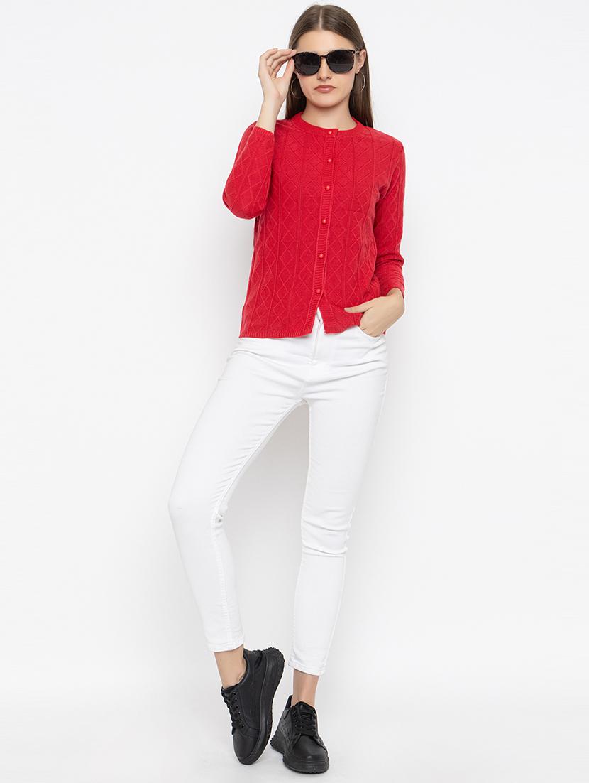 women self design long sleeves cardigan - 21575884 - Standard Image - 3