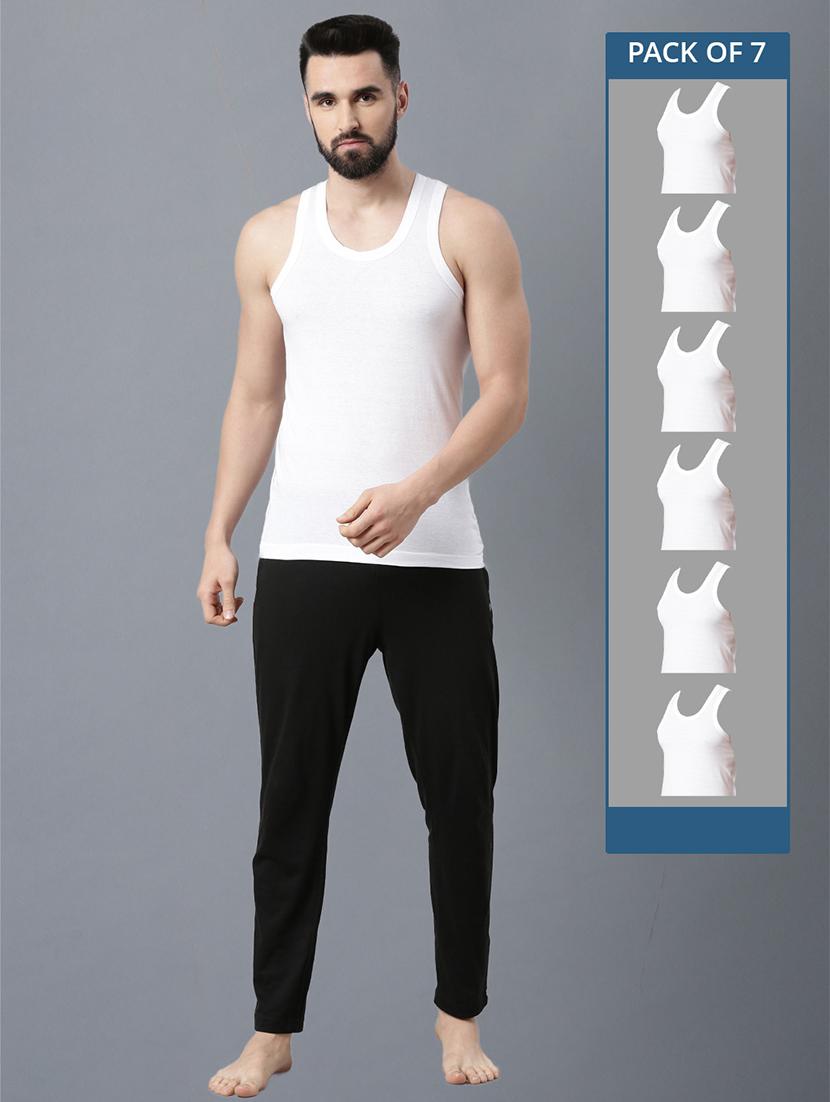 men pack of 7 white solid vest - 21575998 - Zoom Image - 0