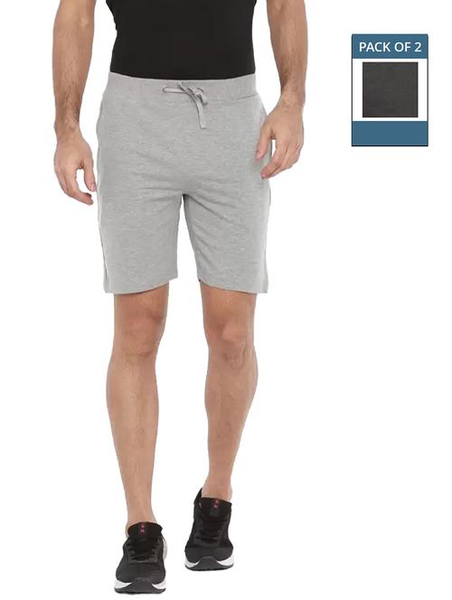 men pack of 2 solid regular fit shorts - 21576023 -  Standard Image - 0