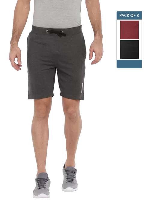 men pack of 3 solid regular fit shorts - 21576024 - Standard Image - 0