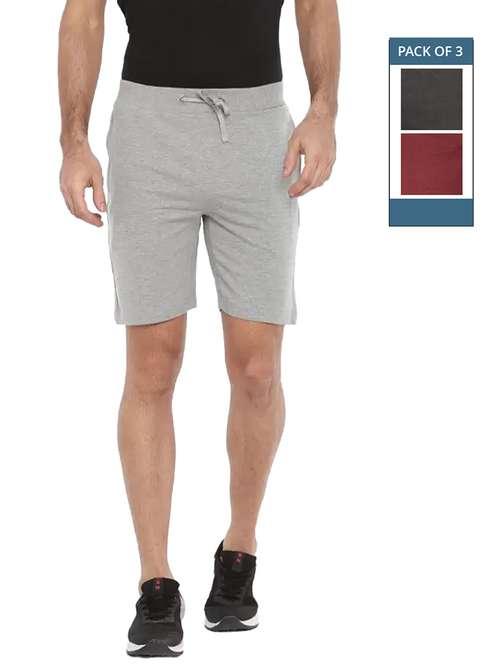 men pack of 3 solid regular fit shorts - 21576026 -  Standard Image - 0