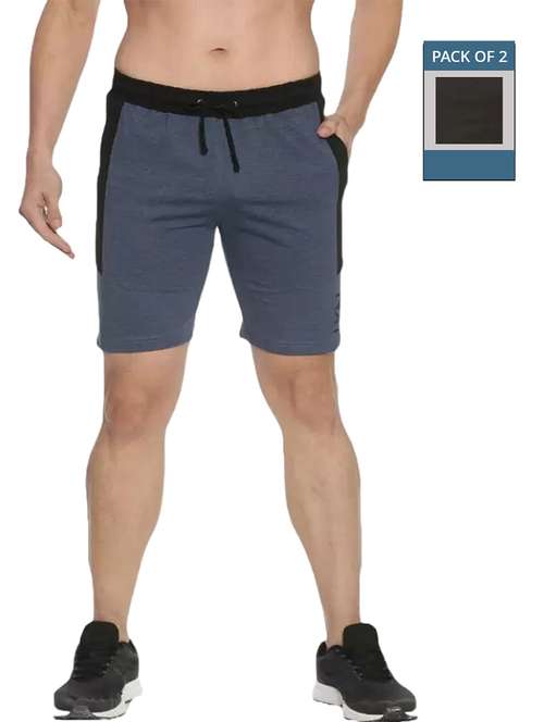 men pack of 2 solid regular fit shorts - 21576031 -  Standard Image - 0