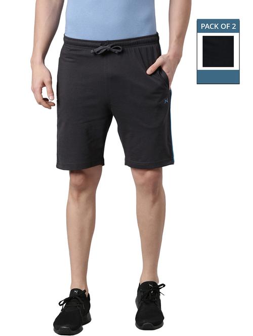 men pack of 2 solid regular fit shorts - 21576042 - Standard Image - 0