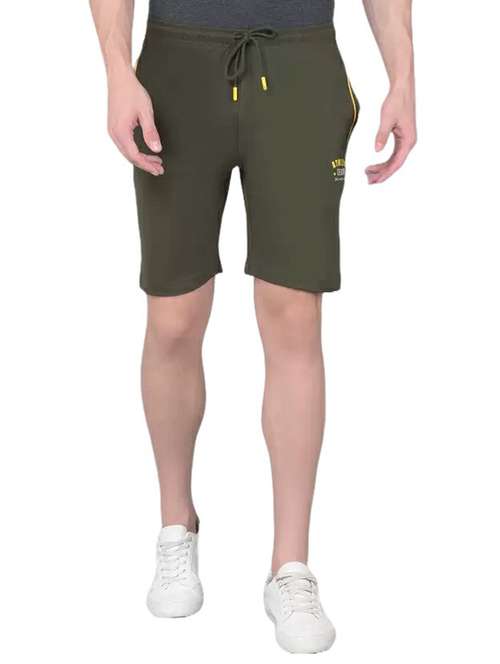 men bottle green mid rise regular fit shorts - 21576050 -  Standard Image - 0