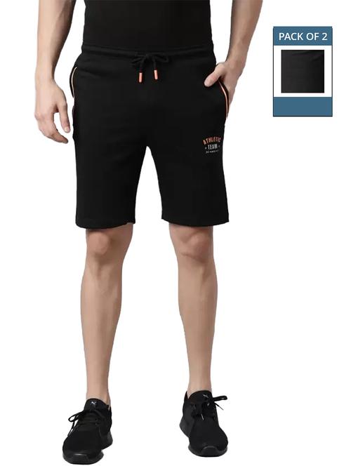 men pack of 2 solid regular fit shorts - 21576052 -  Standard Image - 0