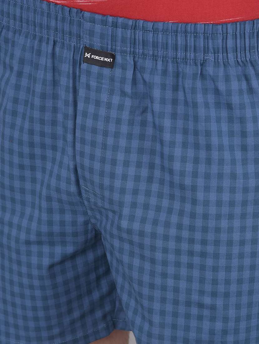 men blue checkered mid rise boxers - 21576085 - Standard Image - 3