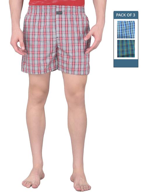 men pack of 3 checkered mid rise boxers - 21576095 -  Standard Image - 0