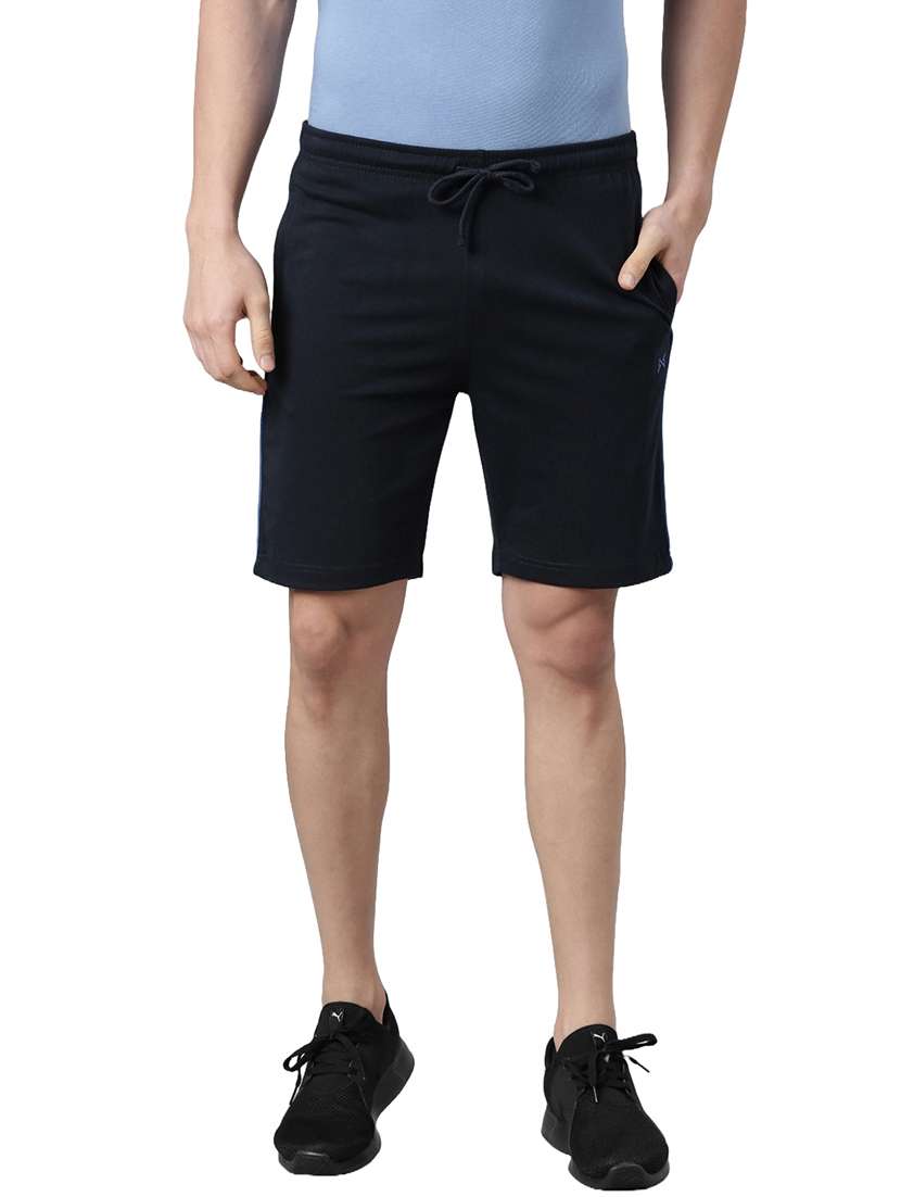 men navy blue mid rise regular fit shorts