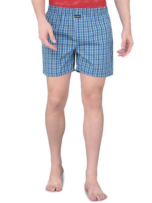 men checkered mid rise blue boxers - 21576100 -  Standard Image - 0