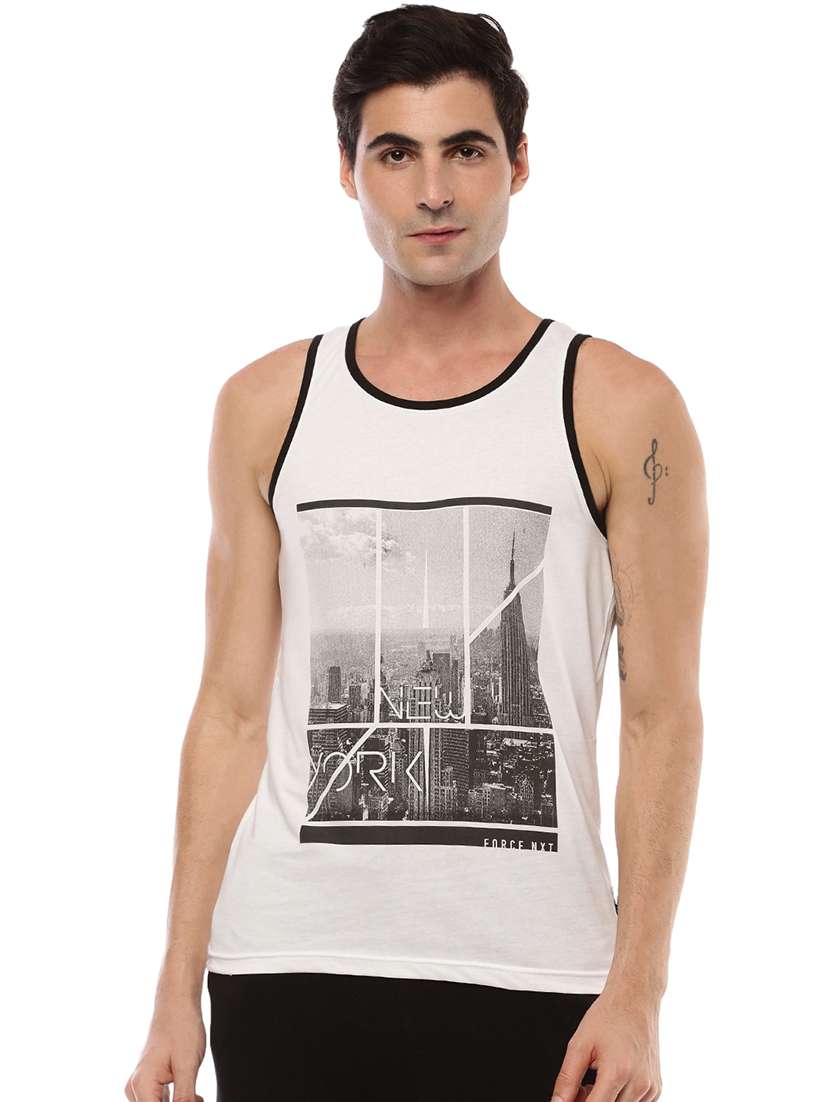 men printed sleeveless sports vest
