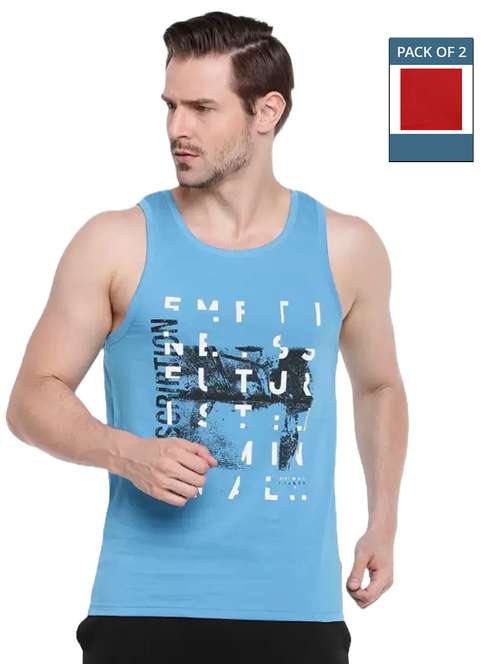 men pack of 2 printed sports vest - 21576110 -  Standard Image - 0
