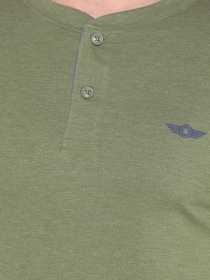 men solid henley neck short sleeves t-shirt - 21576162 -  Standard Image - 3