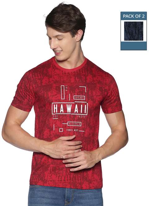 men pack of 2 round neck typographic short sleeves t-shirt - 21576181 -  Standard Image - 0