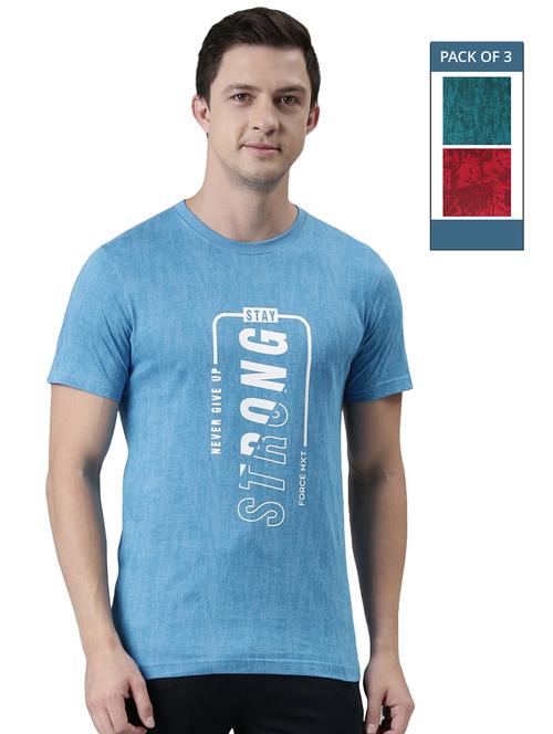 men pack of 3 round neck typographic short sleeves t-shirt - 21576185 - Standard Image - 0