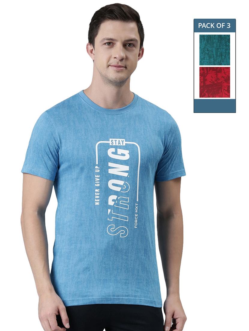 men pack of 3 round neck typographic short sleeves t-shirt - 21576185 -  Zoom Image - 0