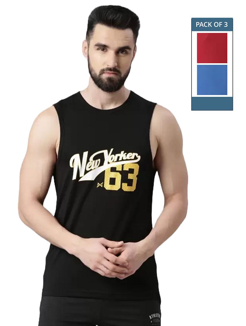 men pack of 3 printed round neck vests - 21576210 - Zoom Image - 0