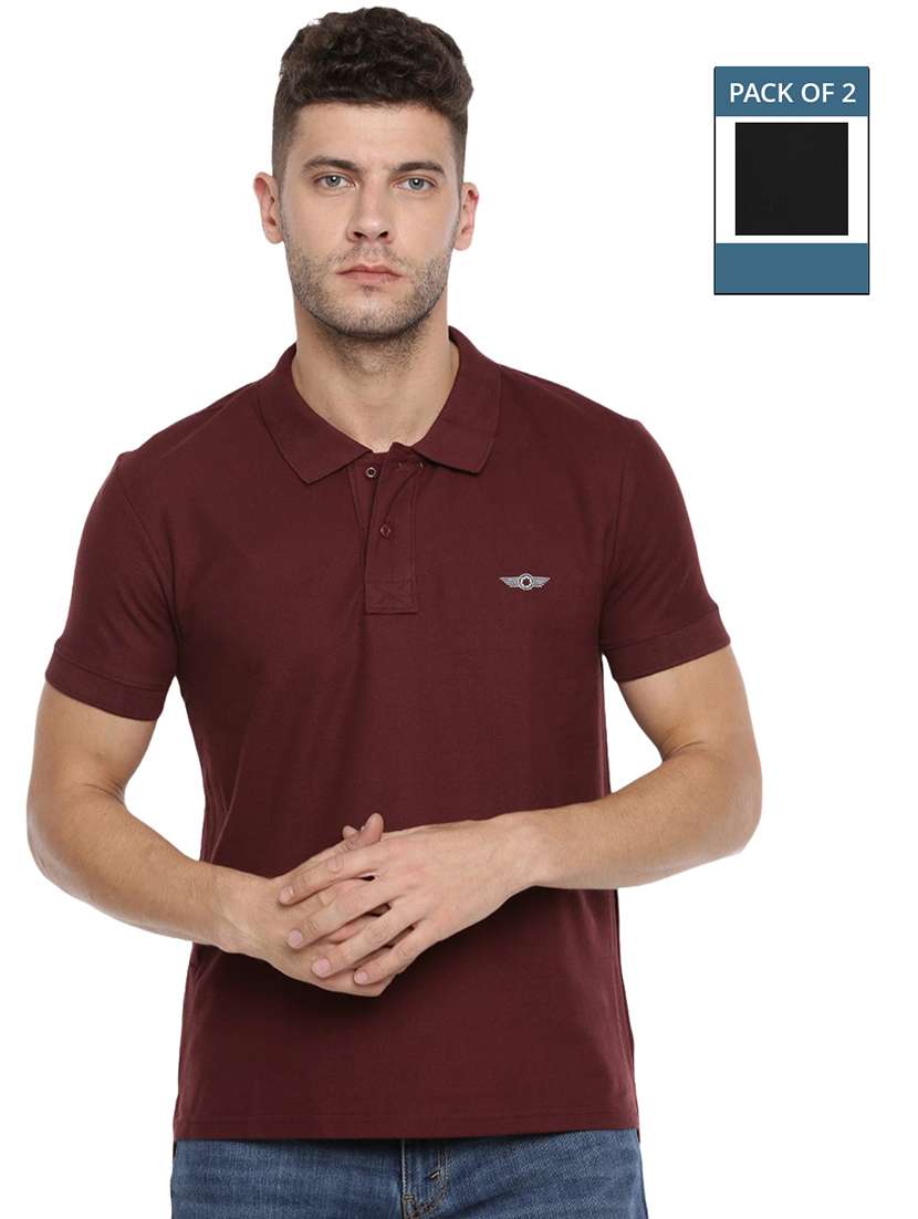 men solid pack of 2 short sleeve t-shirt