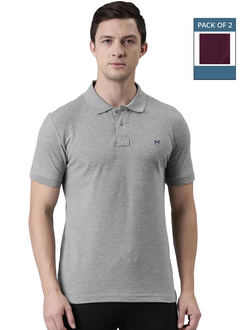 men solid pack of 2 short sleeve t-shirt