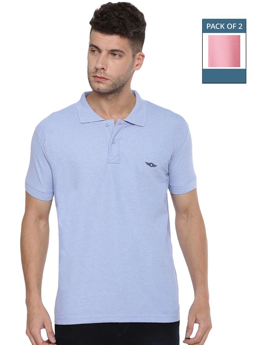 men solid pack of 2 short sleeve t-shirt