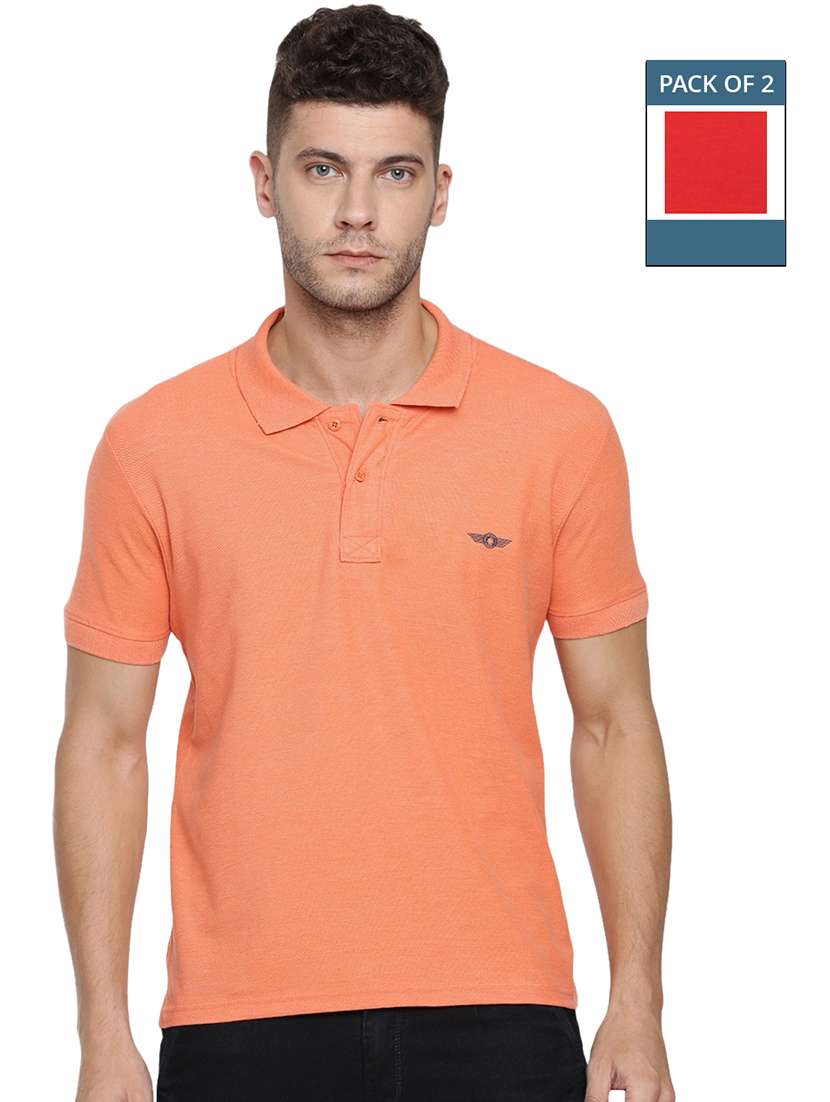 men solid pack of 2 short sleeve t-shirt