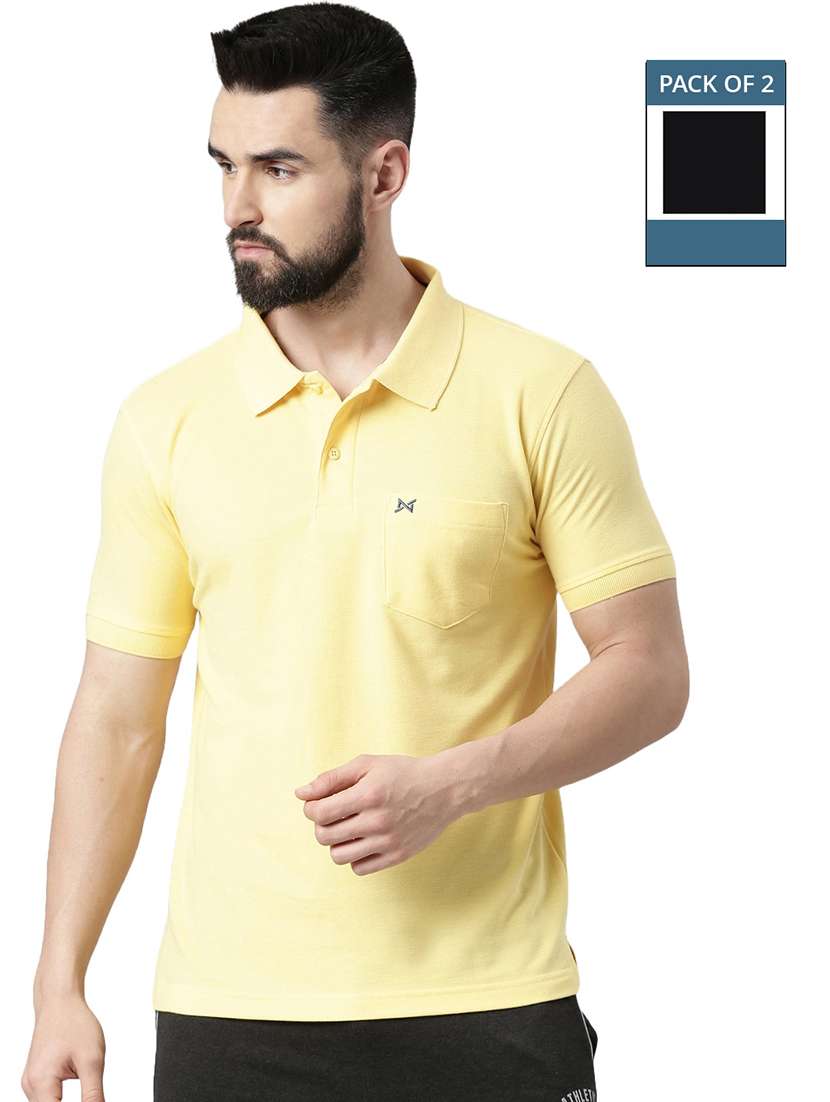 men solid pack of 2 short sleeve t-shirt