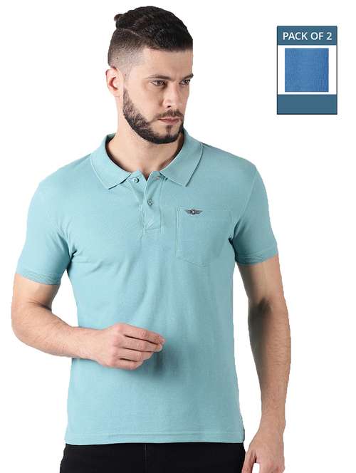 men solid pack of 2 short sleeve t-shirt - 21576307 - Standard Image - 0
