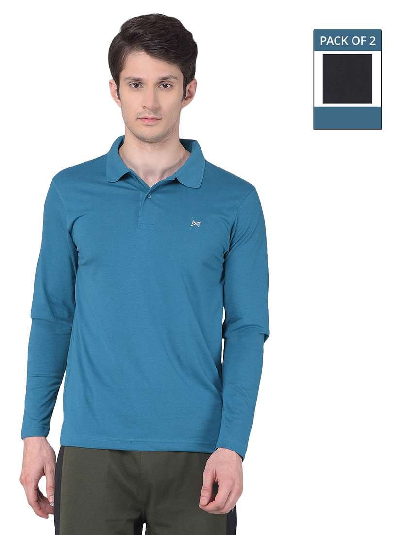 men solid pack of 2 long sleeve t-shirts