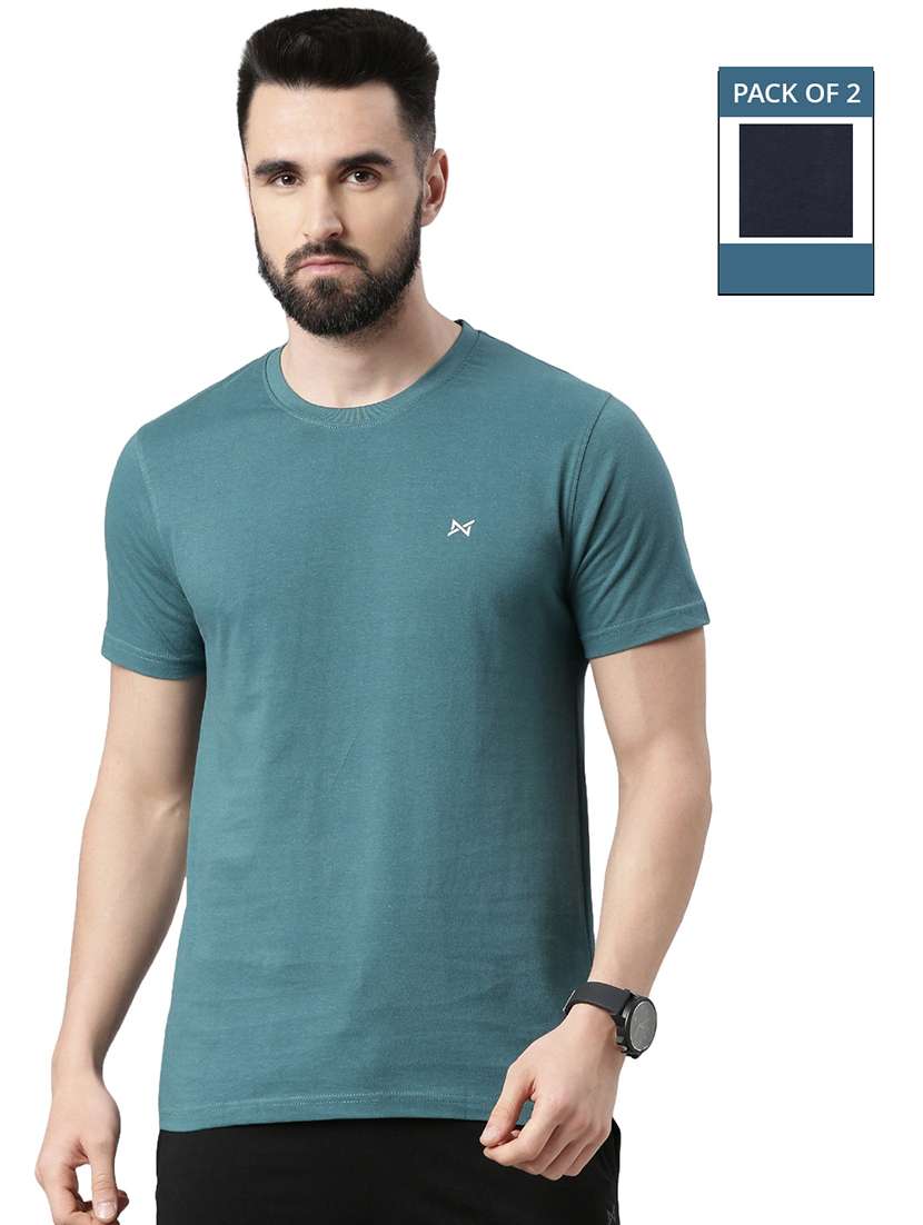 men solid pack of 2 short sleeve t-shirt