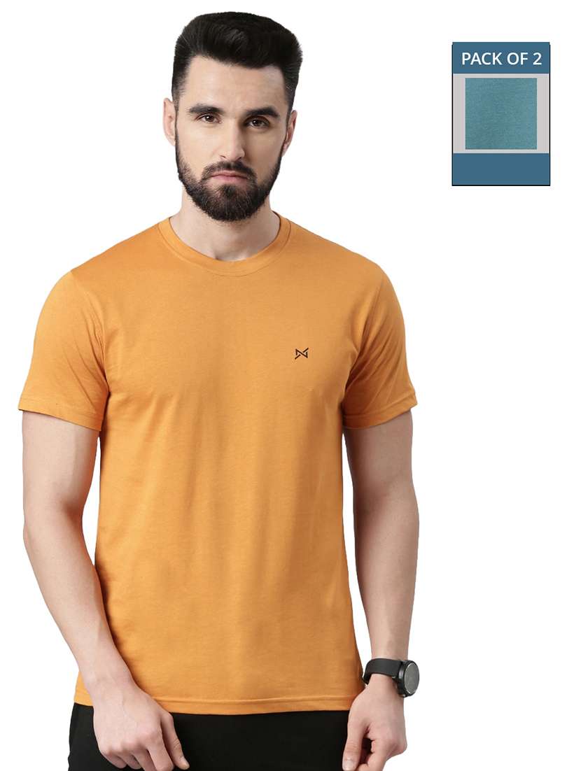men solid pack of 2 short sleeve t-shirt