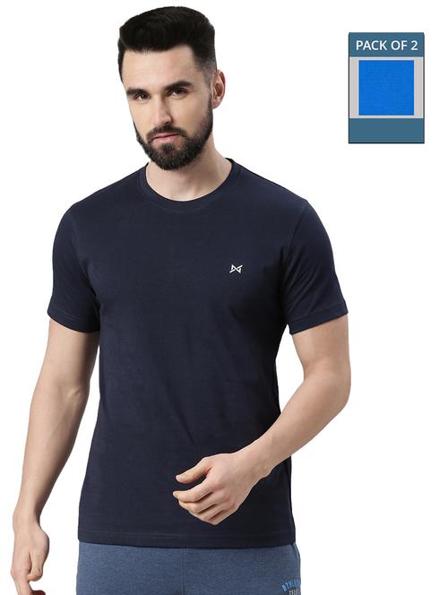 men solid pack of 2 short sleeve t-shirt - 21576379 -  Standard Image - 0
