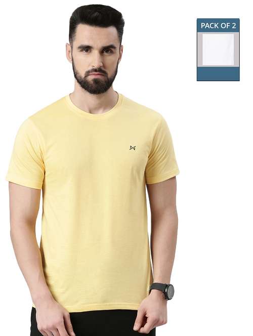 men solid pack of 2 short sleeve t-shirt - 21576381 -  Standard Image - 0