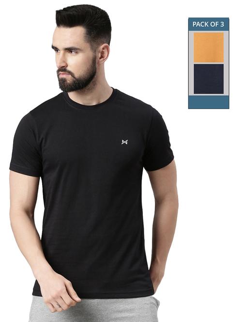 men solid pack of 3 short sleeve t-shirt - 21576383 -  Standard Image - 0