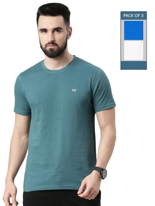 men solid pack of 3 short sleeve t-shirt - 21576386 -  Standard Image - 0