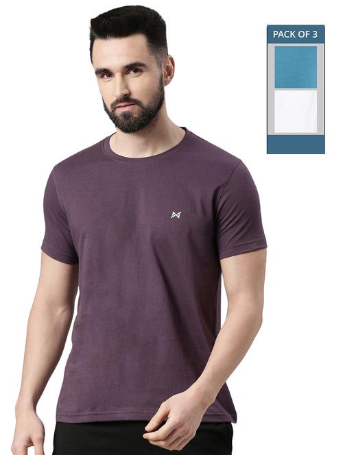 men solid pack of 3 short sleeve t-shirt - 21576391 -  Standard Image - 0