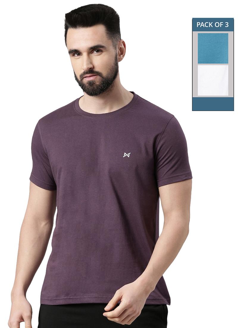 men solid pack of 3 short sleeve t-shirt - 21576391 -  Zoom Image - 0