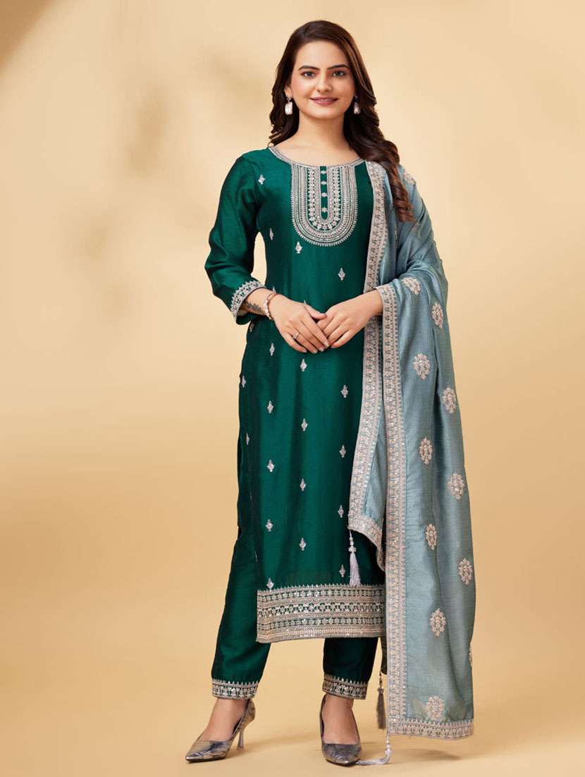 women embroidered unstitched suit set