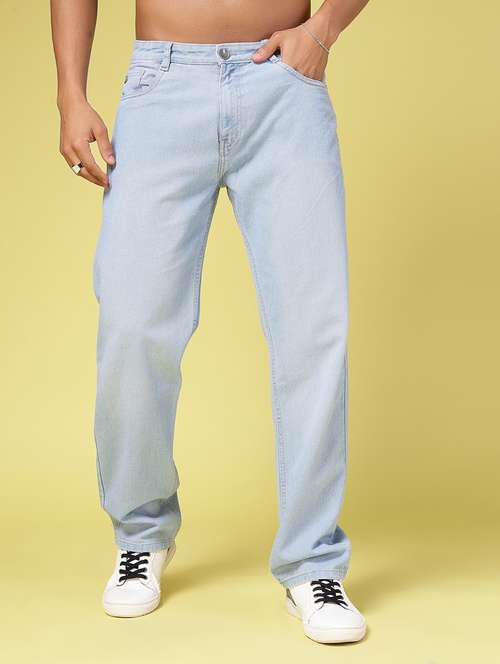 men plain relaxed fit denim jeans - 21577198 - Standard Image - 0